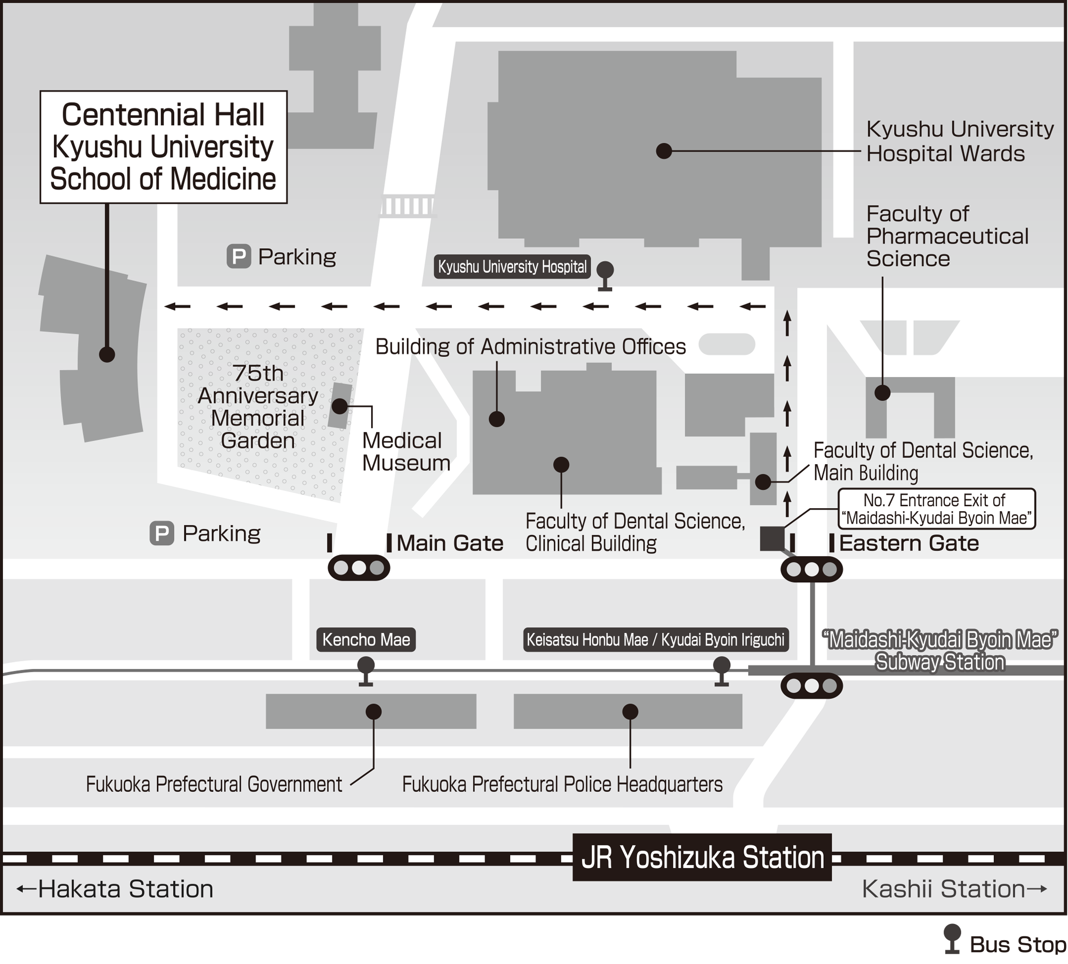 KYUSHU UNIVERSITY Hospital Campus access map